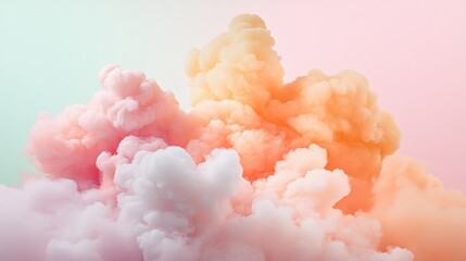 Soft clouds of color blending from pale orange to pink create a dreamy sky atmosphere for reflection and tranquility. Generative AI