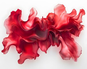 Vibrant and flowing color waves in red against a white background, creates a visual effect, generative AI