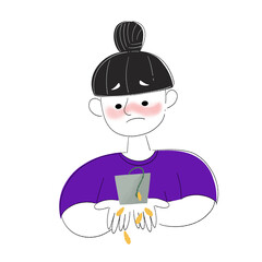 Woman Holding a Pot with a Dead Plant Gardening Failure Concept Illustration