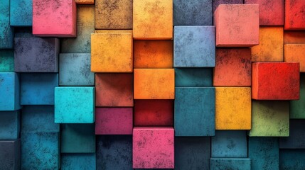 Abstract colorful cubes, layered design, 3d render, Generative AI