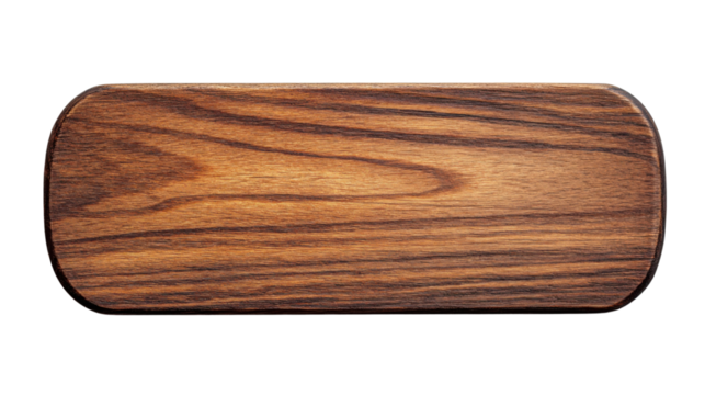 Empty wooden sign board with rounded corners on transparent background