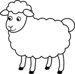 Coloring pages animals cute Sheep line art vector illustration