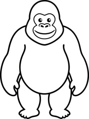 Coloring pages animals little cute Gorilla little vector illustration