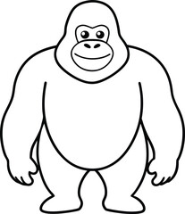 Coloring pages animals little cute Gorilla little vector illustration