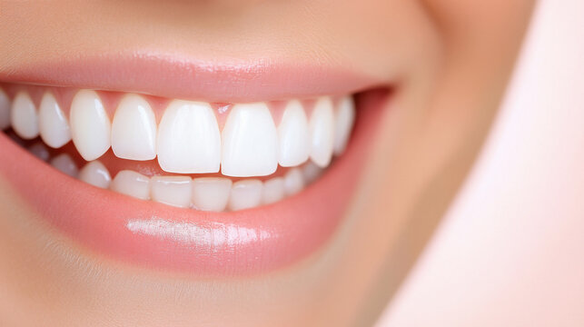 close up of healthy white teeth