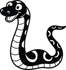 Coloring pages animals little cute Python little vector illustration