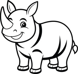 Coloring pages animals little cute Rhinoceros little vector illustration