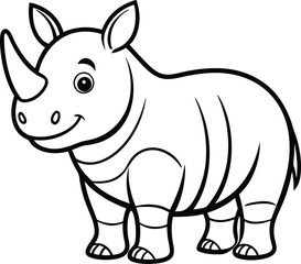 Coloring pages animals little cute Rhinoceros little vector illustration