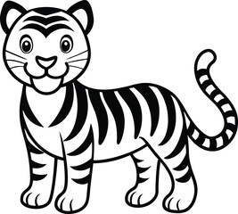 Obraz premium Coloring pages animals little cute Tiger little vector illustration