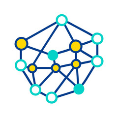 Digital Neural Networks Icon, Vector Drawing
