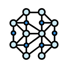 Neural Network Connection Icon, Vector Style