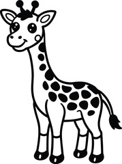 Obraz premium Coloring pages animals little cute Giraffe little vector illustration