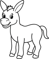 Coloring pages animals little cute Donkey little vector illustration.