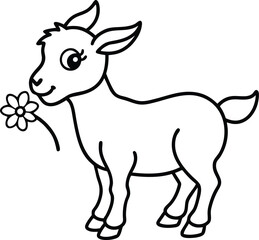 Coloring pages animals little cute Goat little vector illustration