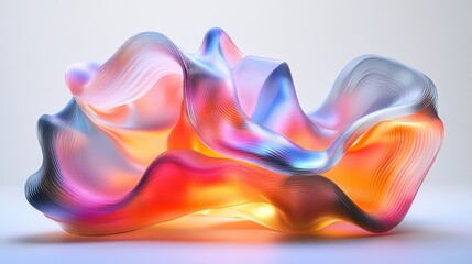 Fototapeta premium Abstract colorful shapes, iridescent design, 3d render, Generative AI