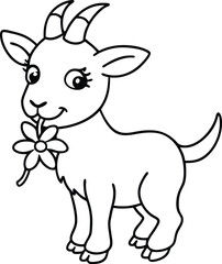 Coloring pages animals little cute Goat little vector illustration