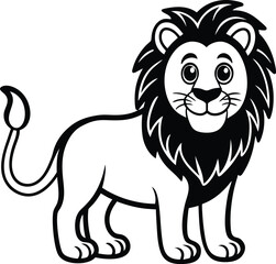 Coloring pages animals little cute Lion little vector illustration
