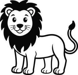 Coloring pages animals little cute Lion little vector illustration