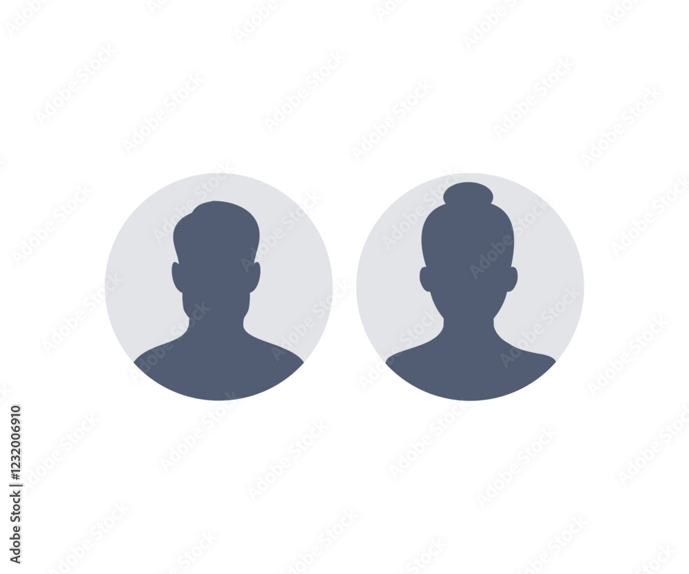 Poster default avatar profile icon. man and woman icon. circle button with avatar photo silhouette vector d
