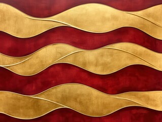 Abstract Gold and Red Wave Pattern Texture Background