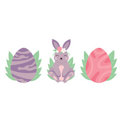 Easter bunny with decorated eggs