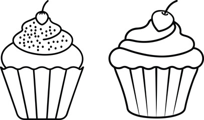 Cupcake line art coloring page useful for kids