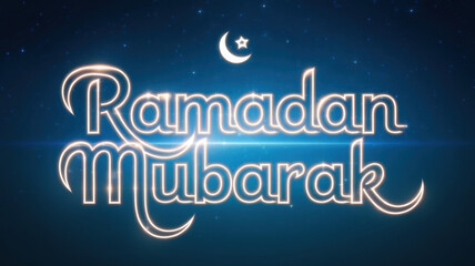 Ramadan celebrations with illuminated text conveying greetings of joy and blessings under a starry sky