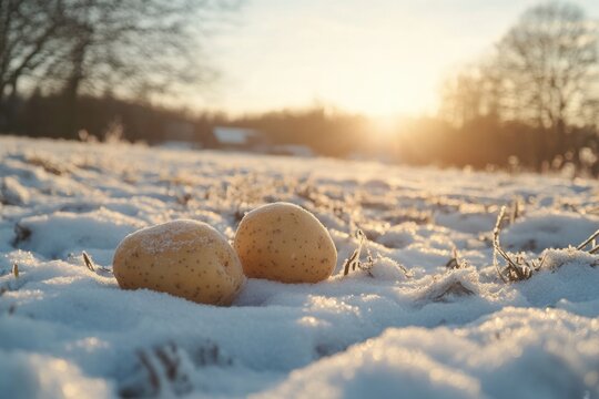 Three Potates in Snowy Scene