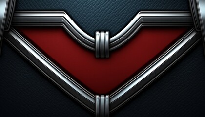 Abstract Red And Blue Leather Panel With Metal Frame