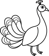 Peacock coloring page useful as coloring book for kids illustration