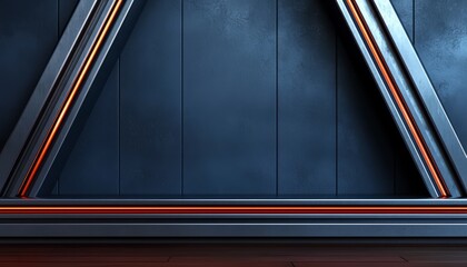 Obraz premium Abstract Metal Wall with Orange Neon Lights