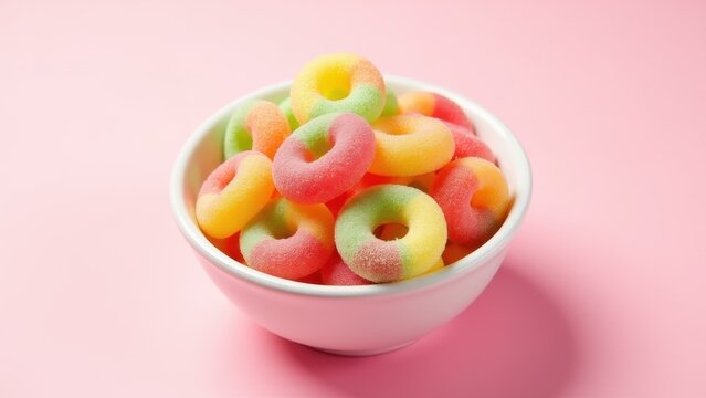 Classic gomitas arranged in a playful pattern, ideal for confectionery branding.