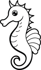 Sea horse coloring page useful as coloring book for kids illustration
