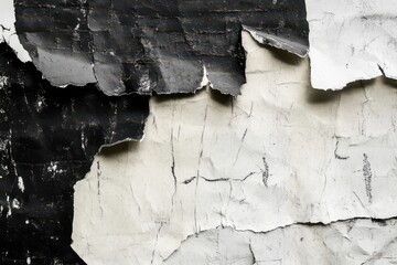 Fototapeta premium Black And White Torn Paper Texture On Wall