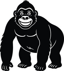 Smile face Gorilla silhouette vector illustration 