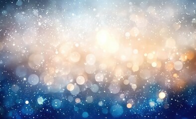 Blue and Gold Bokeh Lights Background with Glitter and Sparkle