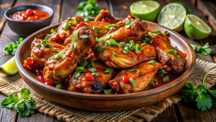 Fototapeta premium Crispy, spicy Mexican chicken wings: a simple, delicious homemade recipe.
