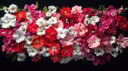 Fototapeta premium Pink and White Flowers on Black Background