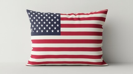 Fototapeta premium American Flag Throw Pillow Patriotic Home Decor USA Square Cushion Red White Blue