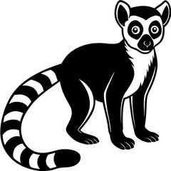 Fototapeta premium Cute Silhouette of a Lemur line art vector cartoon illustration