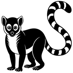 Cute Silhouette of a Lemur line art vector cartoon illustration