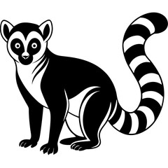 Fototapeta premium Cute Silhouette of a Lemur line art vector cartoon illustration
