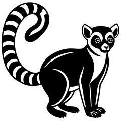 Cute Silhouette of a Lemur line art vector cartoon illustration