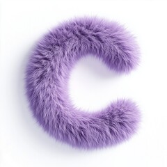 Fluffy C letter purple shape texture for aphabet character learning insolated white