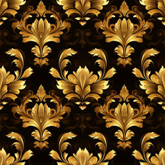 Elegant damask seamless pattern motif artistic design textile background luxurious environment close-up view decorative concept
