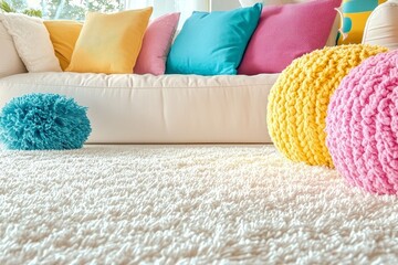 A cozy spot for relaxation with soft pillows and a notebook beside the window