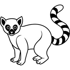 Cute Silhouette of a Lemur line art vector cartoon illustration