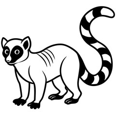 Cute Silhouette of a Lemur line art vector cartoon illustration