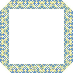 Vector illustration frame for text of Ukrainian ornament in ethnic style, identity, vyshyvanka, embroidery for print clothes, websites, banners. Background. Geometric design, border, copy space, frame
