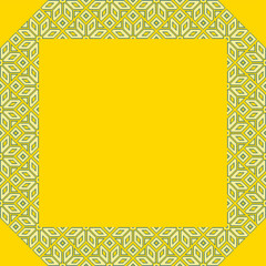 Vector illustration frame for text of Ukrainian ornament in ethnic style, identity, vyshyvanka, embroidery for print clothes, websites, banners. Background. Geometric design, border, copy space, frame